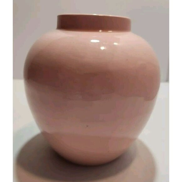 Vtg Pink Vase/Ginger Jar With White Lamb Outlined 6" Tall By 5.5" Wide - Picture 5 of 12